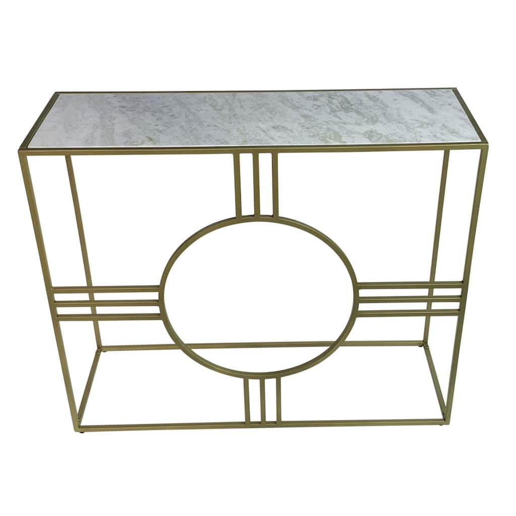 Marble Top Console Table - 36.5" - White and Antique Gold