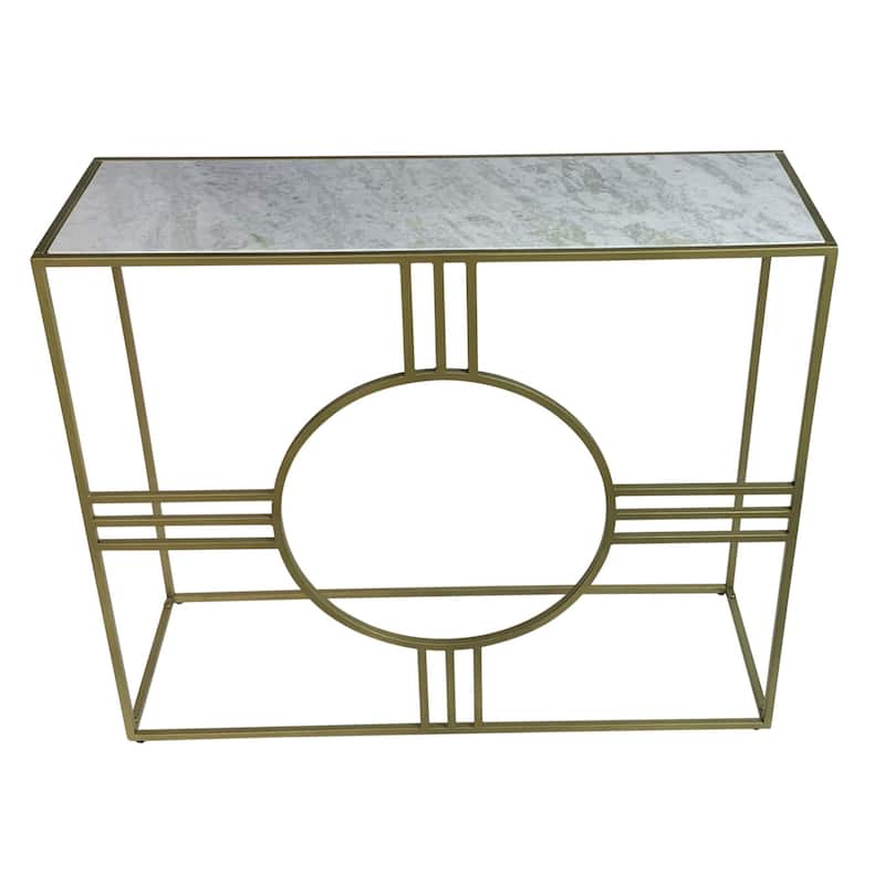 Marble Top Console Table - 36.5" - White and Antique Gold