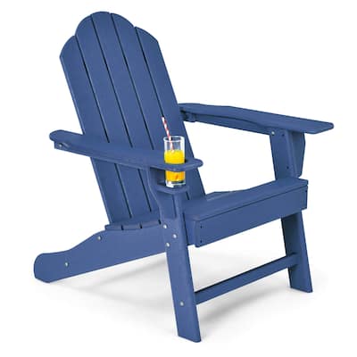 Costway Patio Adirondack Chair Weather Resistant Garden Deck W/Cup