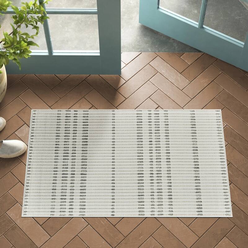 Tasi Stripe Weather Resistant Trendy Modern Outdoor Rug