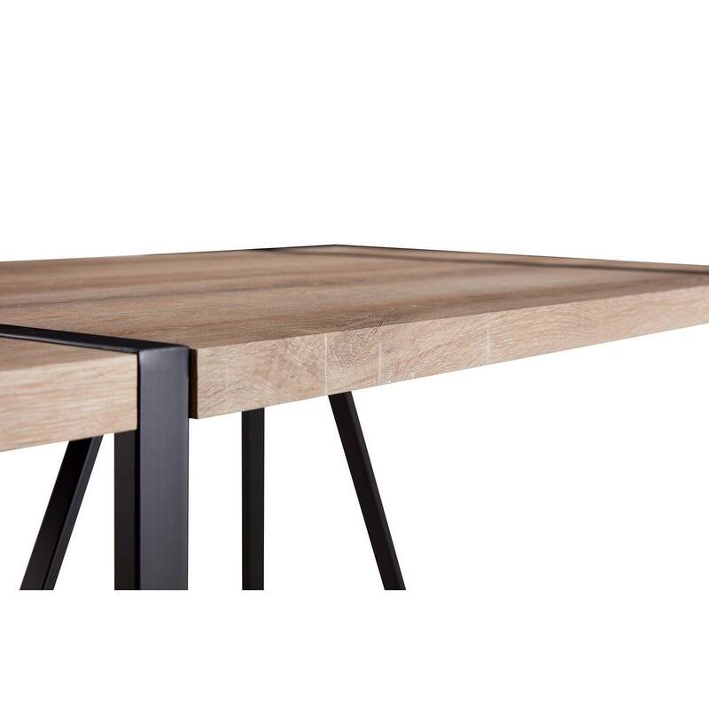 55" Modern Rustic Industrial Dining Table Engineered Wood Top & Black Metal Frame, Seats 4-6