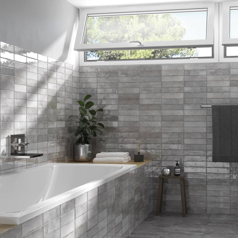 Merola Tile Tribeca Studio Grey Whisper 2-3/8" x 9-5/8" Porcelain Wall Tile