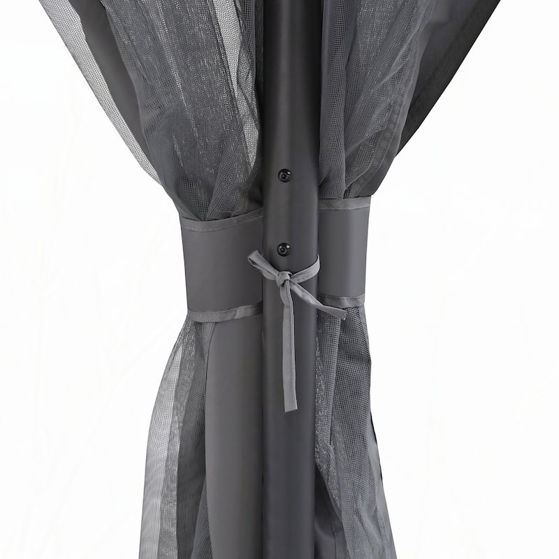 10x10 Outdoor Gazebo Tent with Double Roofs(Grey)
