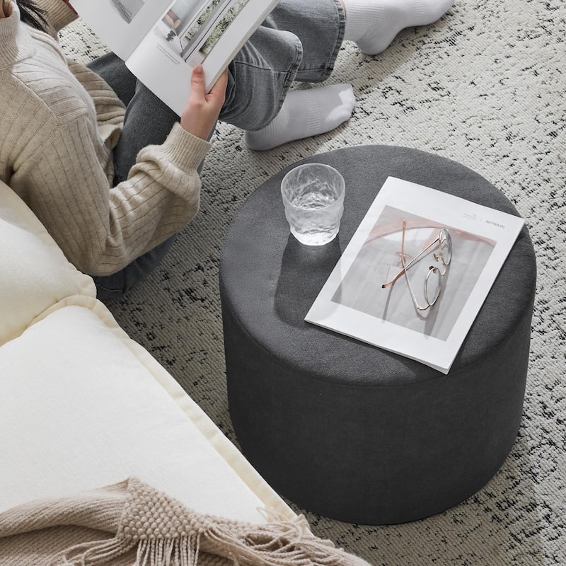 Bezseller Soft Boucle Pouf Ottoman, Comfortable Foot Rest, Full Foam Filling Footstool for Living Room, Bedroom