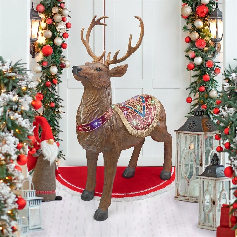 Design Toscano Illuminated Reindeer Holiday Statue, Santa's North