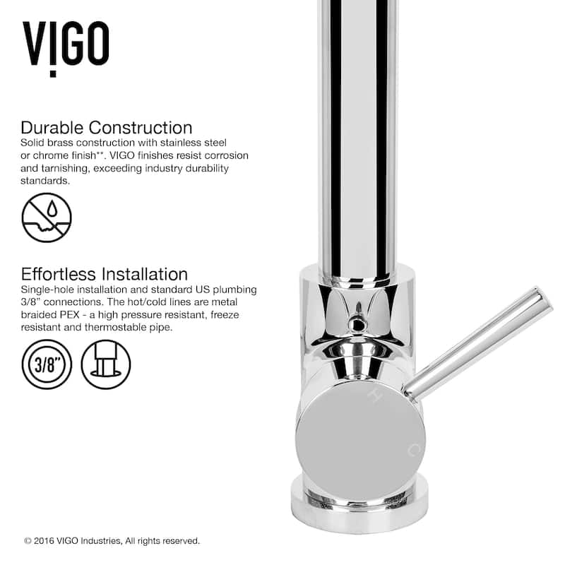 VIGO Zurich 27" H Single Handle Pull-Down Sprayer Kitchen Faucet