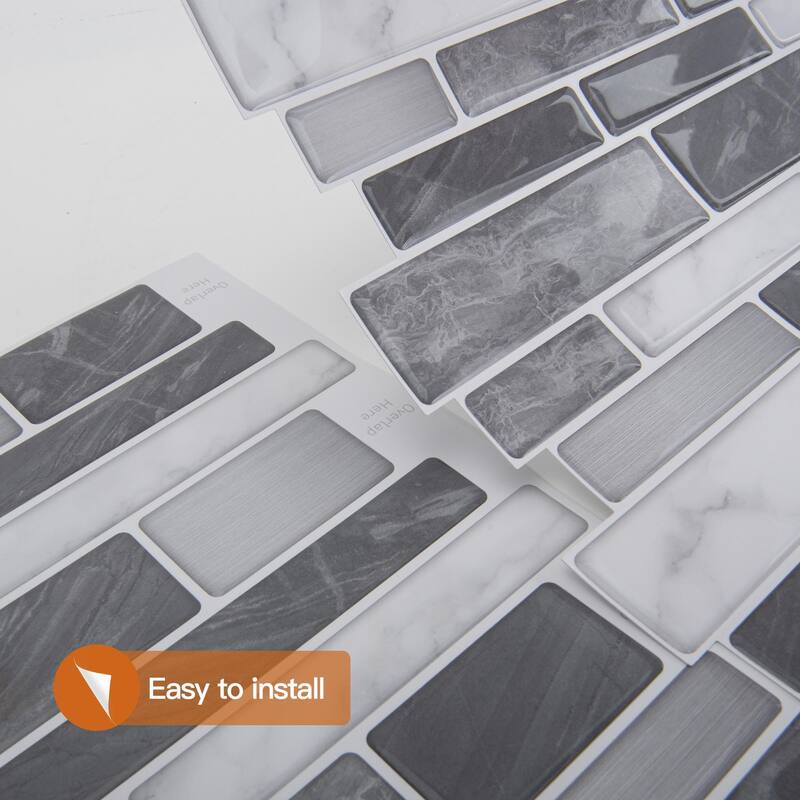 Art3d 11.8"×11.8" Vinyl Peel and Stick Backsplash Tile, 10-Pack - 11.8 inch × 11.8 inch