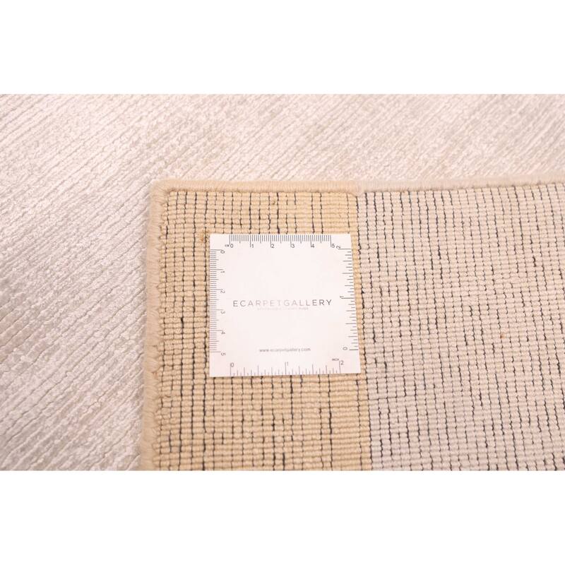 ECARPETGALLERY Hand Loomed Shimmer Beige Viscose Rug - 6'7 x 9'9