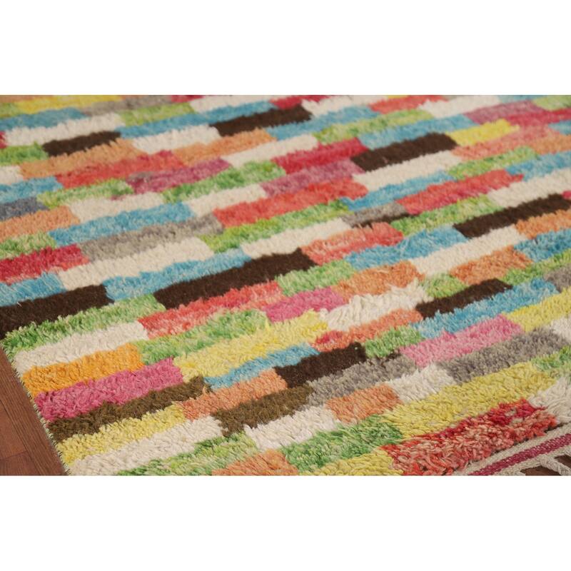 Plush Colorful Moroccan Area Rug Hand-Knotted Wool Carpet - 5'8" x 9'10"