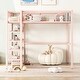 preview thumbnail 10 of 34, Full Size Metal Loft Bed with 4-Tier Shelves and Storage, Black Pink