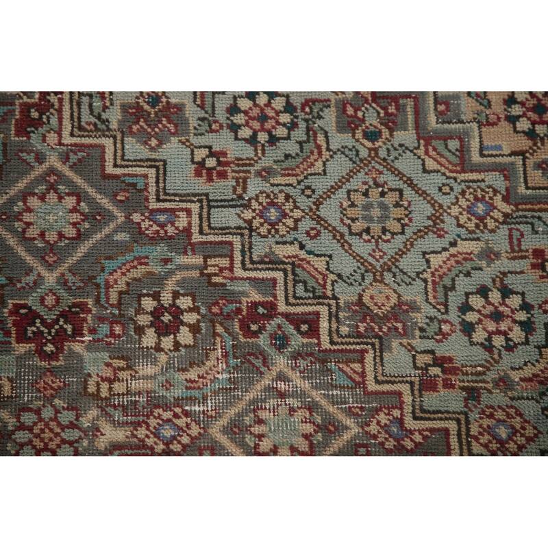 Grey Distressed Tabriz Persian Vintage Area Rug Handmade Wool Carpet - 6'6" x 9'7"