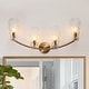 preview thumbnail 13 of 25, Fenro Modern 3-Light Luxury Brass Bathroom Vanity Light Textured Glass Wall Sconce L29.5"*W6"*H14.5" - 4-Light