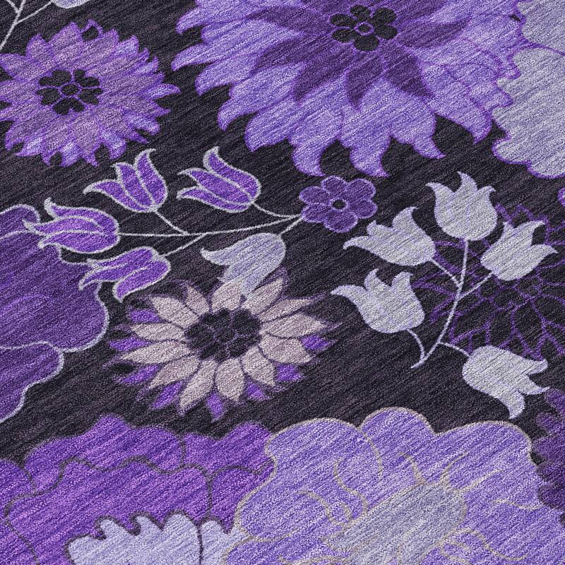 Machine Washable Indoor/ Outdoor Modern Floral Chantille Rug