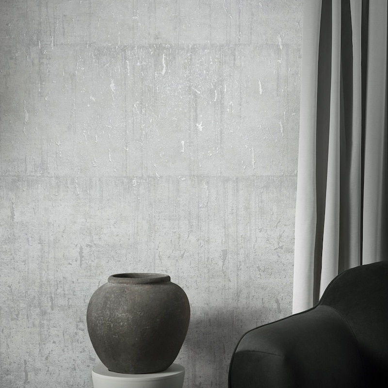 Galerie Wallcoverings Air Collection Metallic Aged Concrete Textured Wallpaper Roll