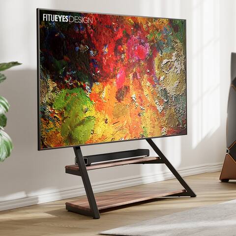 FITUEYES TV Stand Floor with Large Open Shelf Super Sturdy for TVs 75 to 100 Inch Modern Style