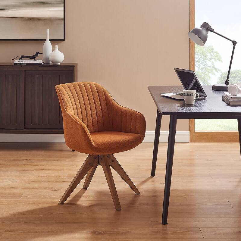 Art Leon Classical Swivel Office Accent Chair with Wood Legs