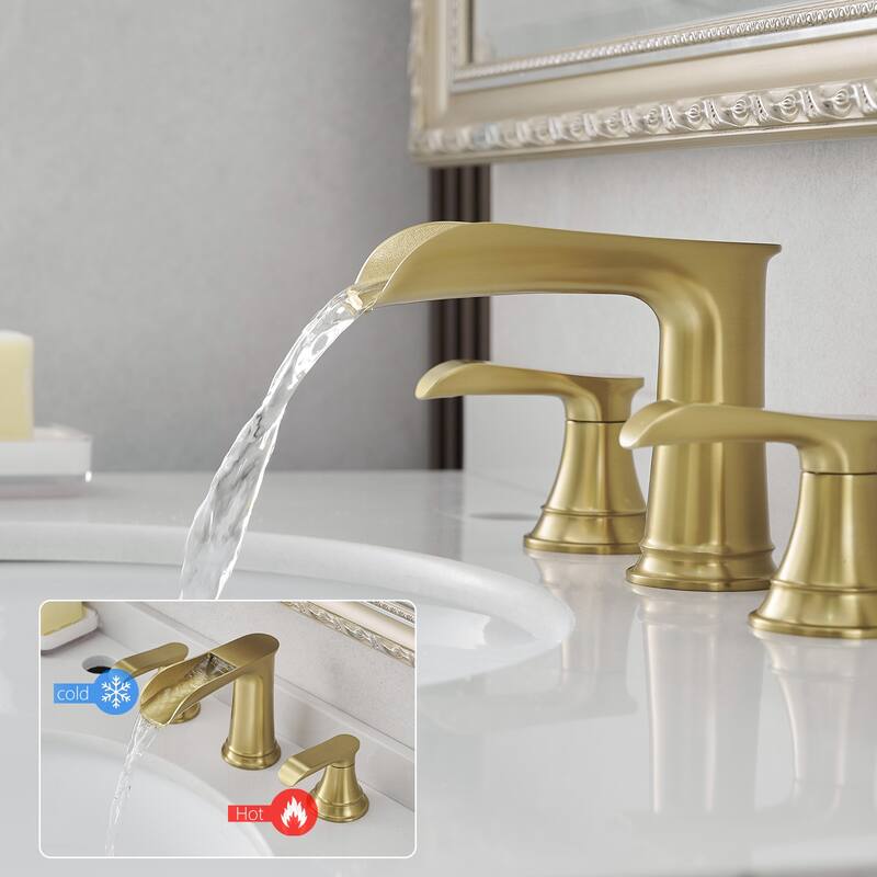 Bathroom Faucets for Sink 3 Hole with Pop Up Drain Double Lever Handle