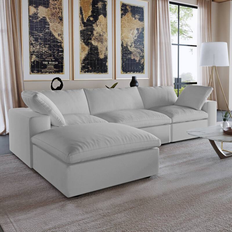 L-shape Linen Upholstered Sofa Multiple Cushions Sectional Couch