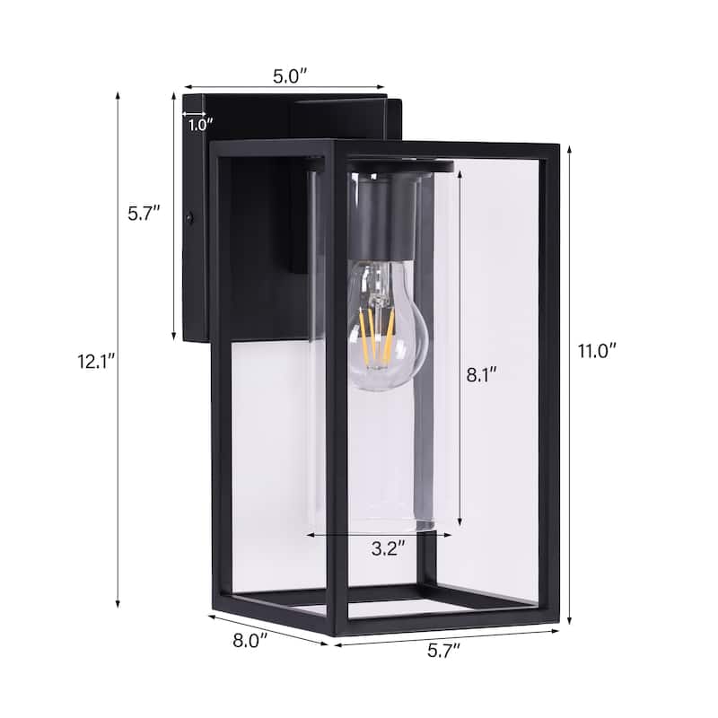 Metal 1-Light Clear Glass Outdoor Wall Sconce Light