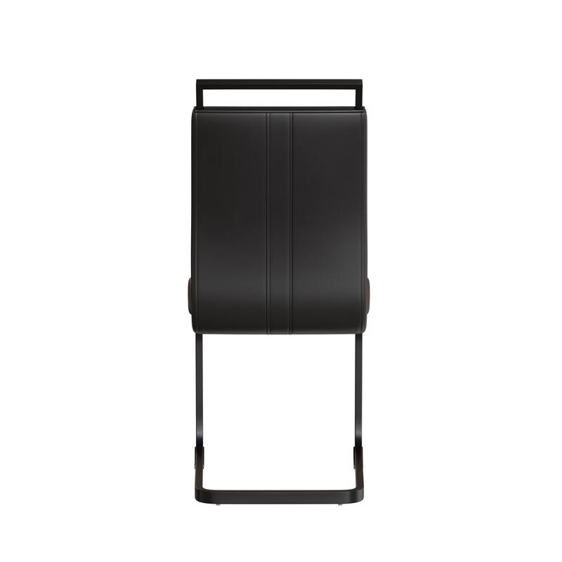 Modern Style Faux Leather High Back Dining Chairs Set of 2 with Black Metal Legs for Dining Room
