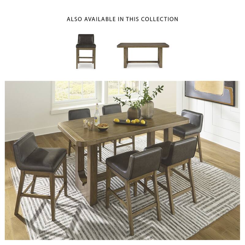 Signature Design by Ashley Cabalynn Black/Dark Brown Upholstered Bar Stool (Set of 2) - 19.5" W x 22" D x 31.88" H