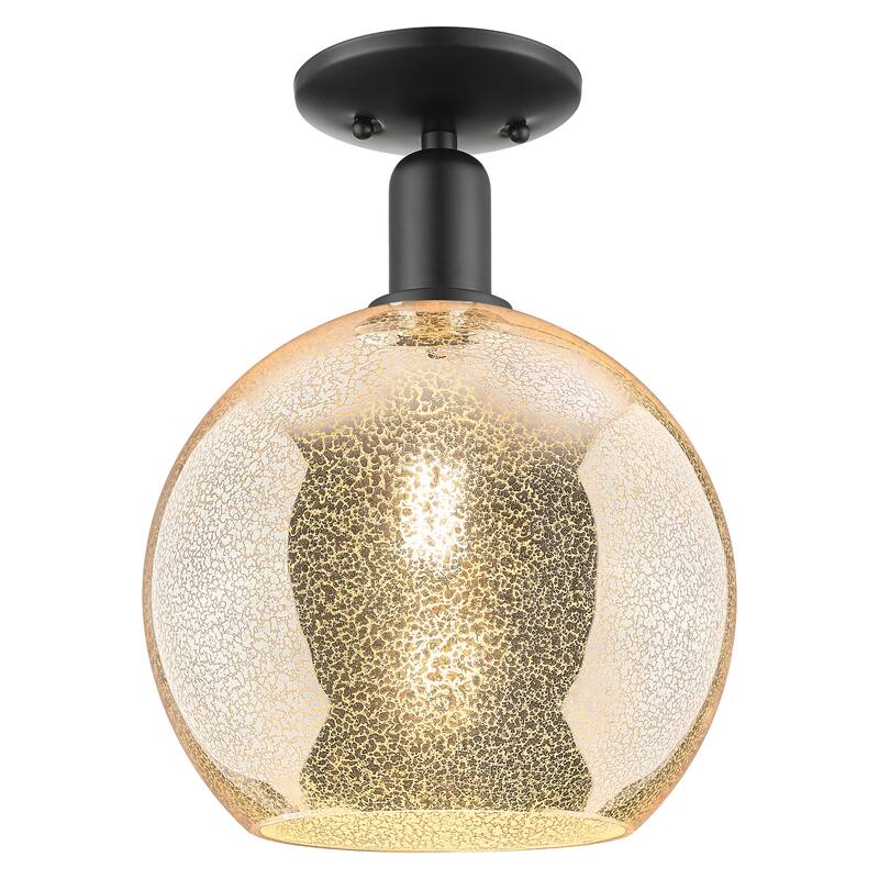 Innovations Lighting Endless Possibilities Arcadia - Athens - 1 Light 10" Semi-Flush Mount - Mercury/Matte Black