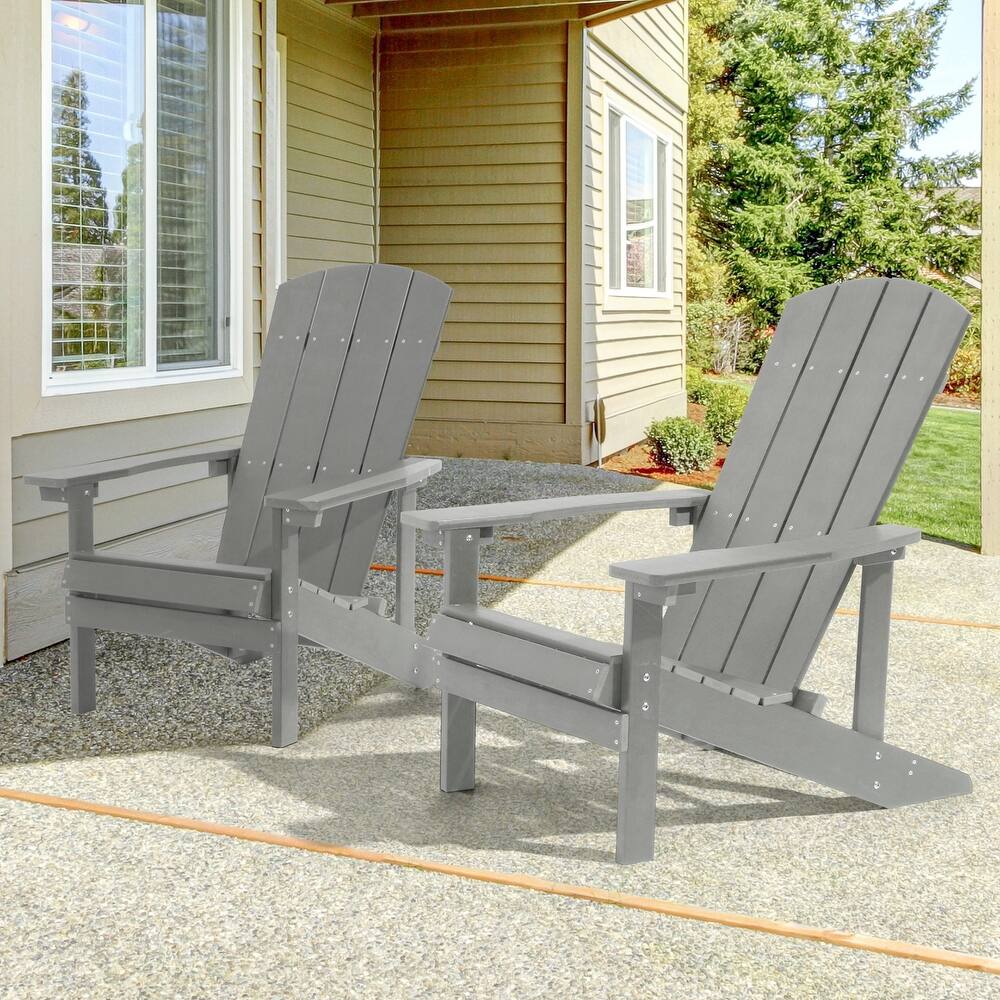 BONOSUKI Patio Adirondack Chair with Cupholder,Weather Resin-Set of 2