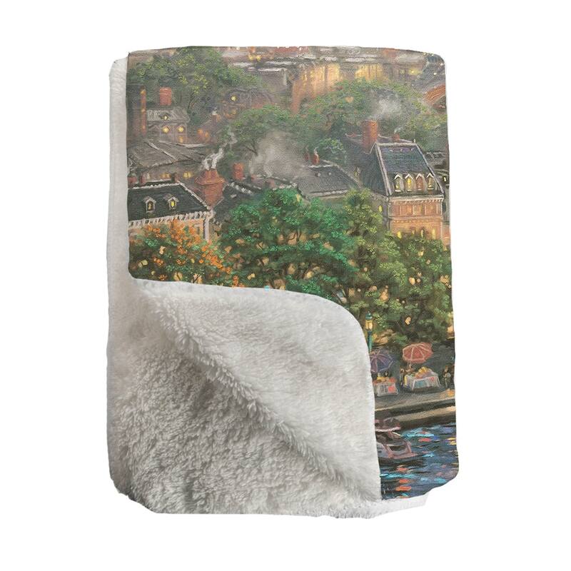 Thomas Kinkade Paris, City of Love Sherpa Throw Blanket By Laural Home