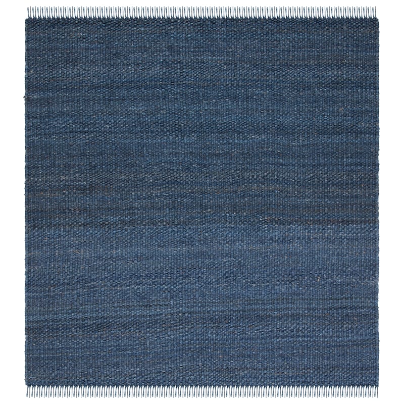SAFAVIEH Handmade Natural Fiber Eybjorg Jute Fringe Rug - 10' Square - Navy