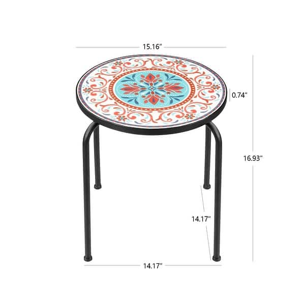 Ledel Outdoor Ceramic Side Table Mosaic Patio Plant Stand On Sale