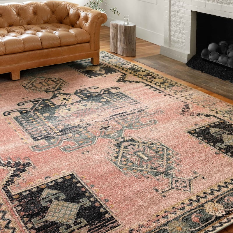 Alexander Home Luxe Rose Antiqued Distressed Area Rug