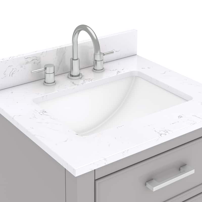 Avanity Brooks 25 in. Vanity in Chilled Gray finish and Cala White Engineered Top
