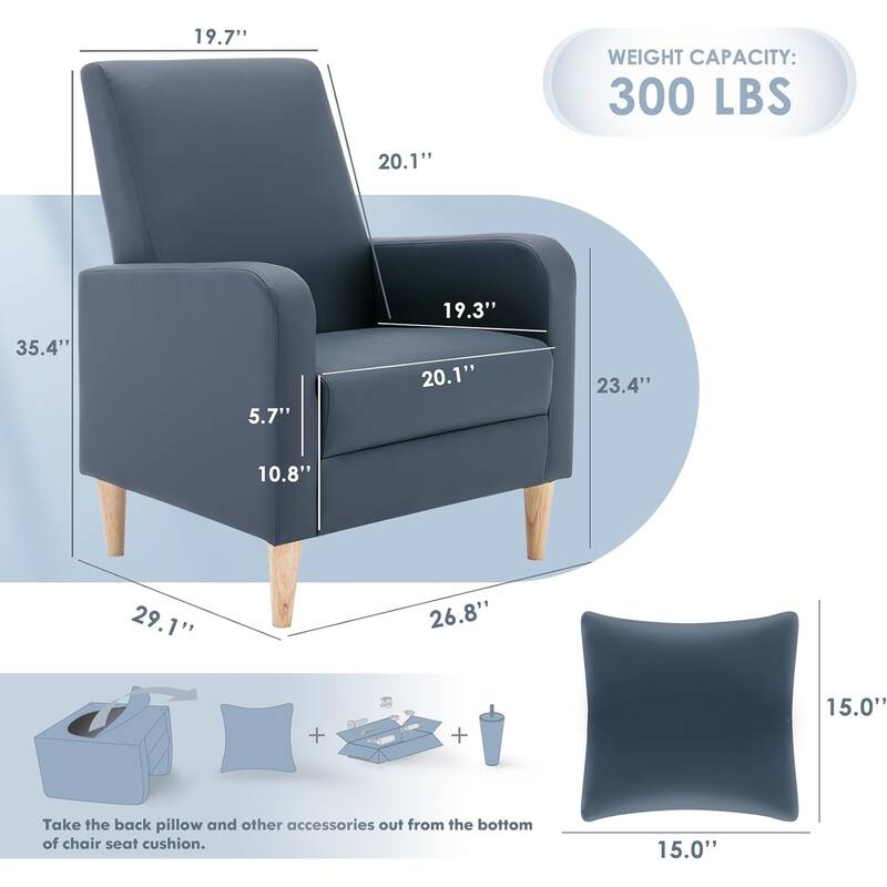 Fabric/Leather Modern Accent Chairs with Lounge Seat