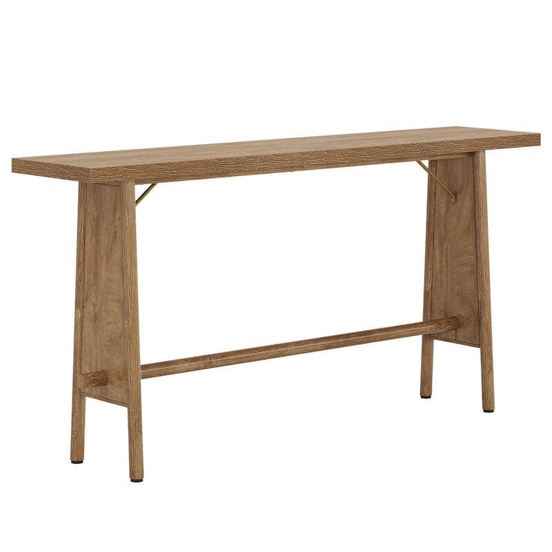 63" Long Wood Console Sofa Table with Metal Legs for Entryway