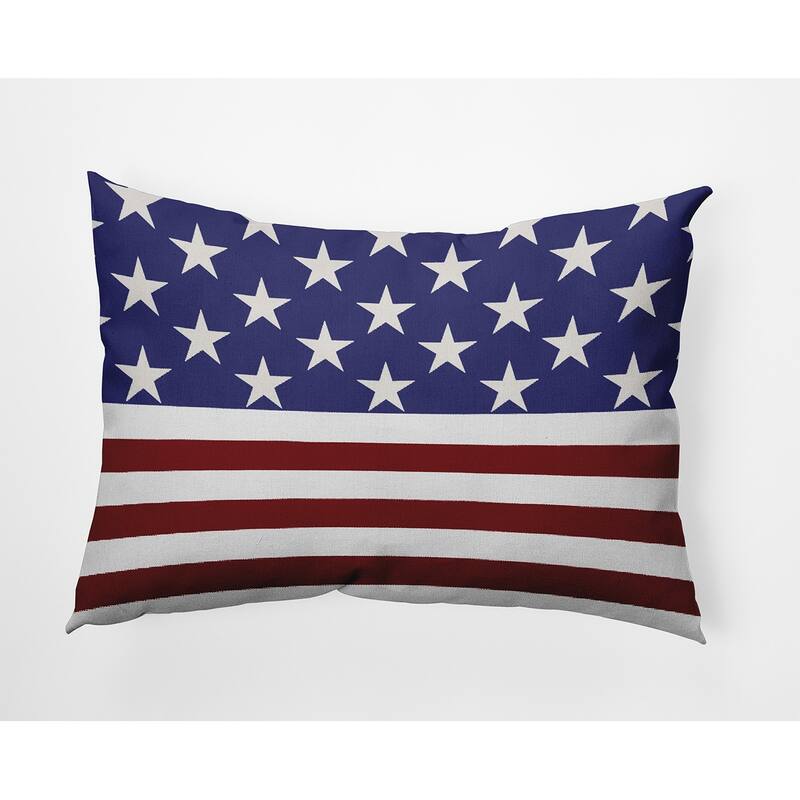 July 4th USA Flag Decorative Throw Pillow - 14" x 20" - Purplish Blue