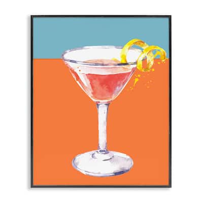 Stupell Cocktail on Blocked Hues Framed Giclee Art Design By Susan Jill