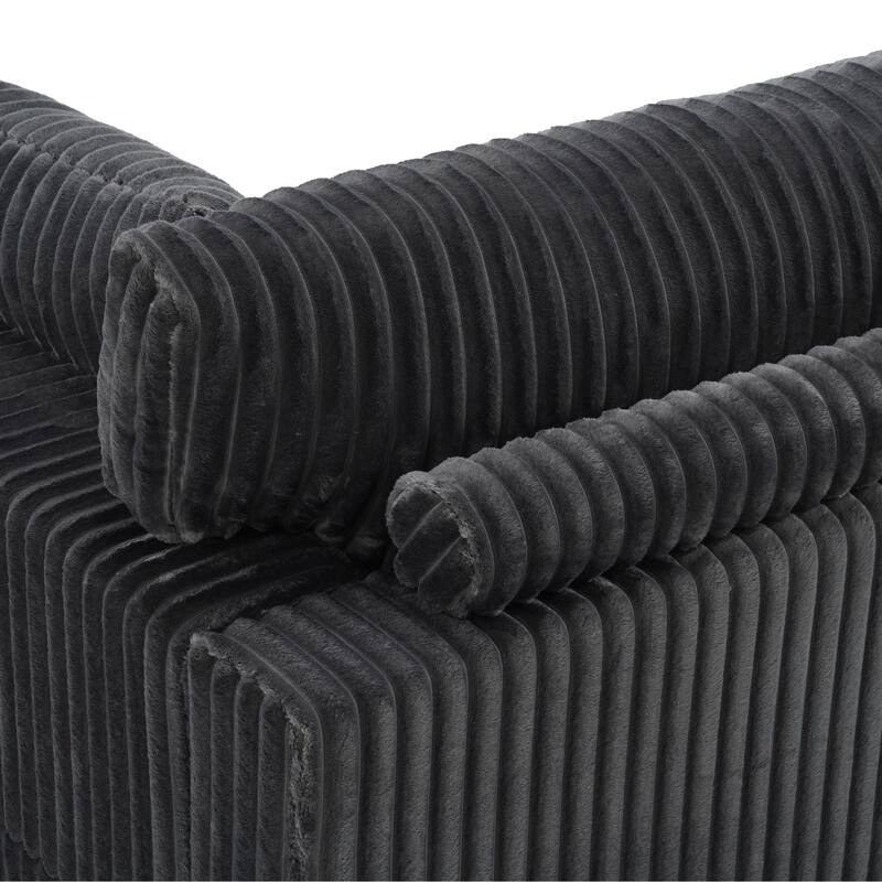 40"W Plush Corduroy Corner Accent Chair Sectional Module with Pillow