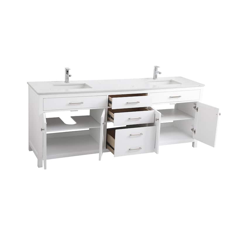Elegant Lighting VF23384D Lewis 84" Free Standing Double Basin Vanity