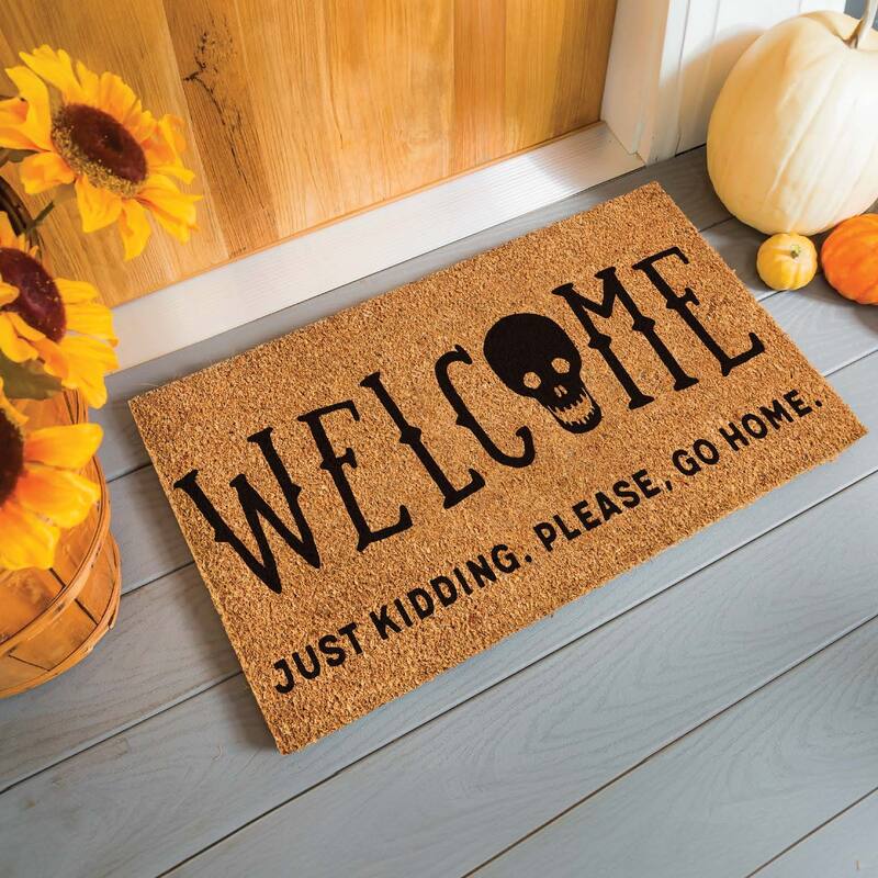 16 in. x 28 in. Coir Halloween Greeting "Welcome Just Kidding, Please Go Home" Door Mat