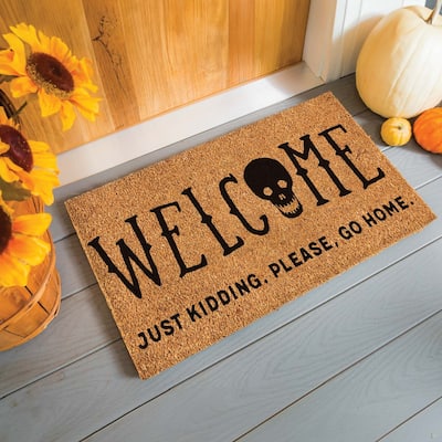 16 in. x 28 in. Coir Halloween Greeting "Welcome Just Kidding, Please Go Home" Door Mat