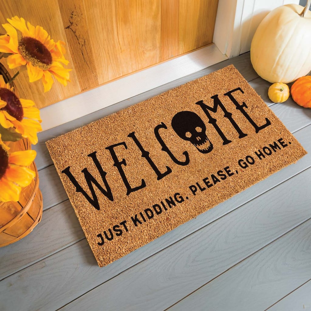 16 in. x 28 in. Coir Halloween Greeting "Welcome Just Kidding, Please Go Home" Door Mat