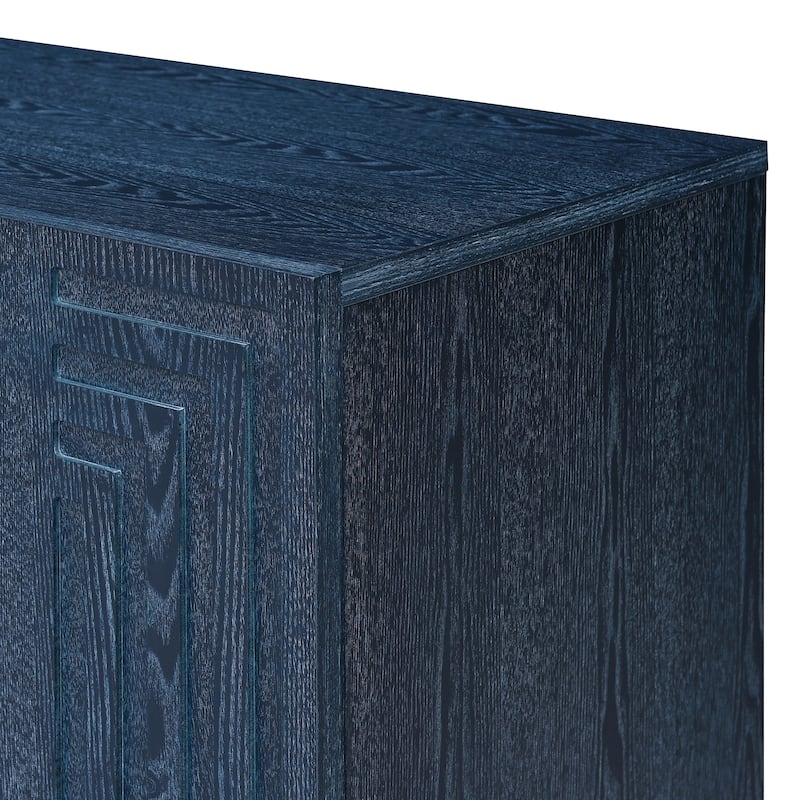 4 Doors Fluted Sideboard Buffet Cabinet, Large Wood Storage Cabinet, Accent Cabinet with Adjustable Shelves & Support Legs