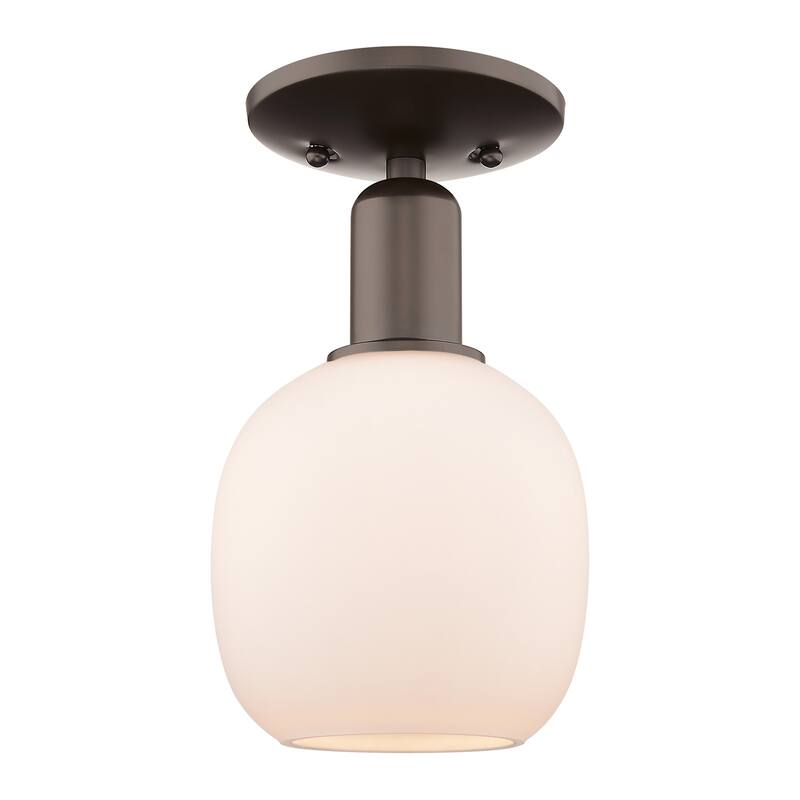 Innovations Lighting 716-1C-11-6 Belfast Semi-Flush Belfast 6" Wide - Oil Rubbed Bronze / Matte White