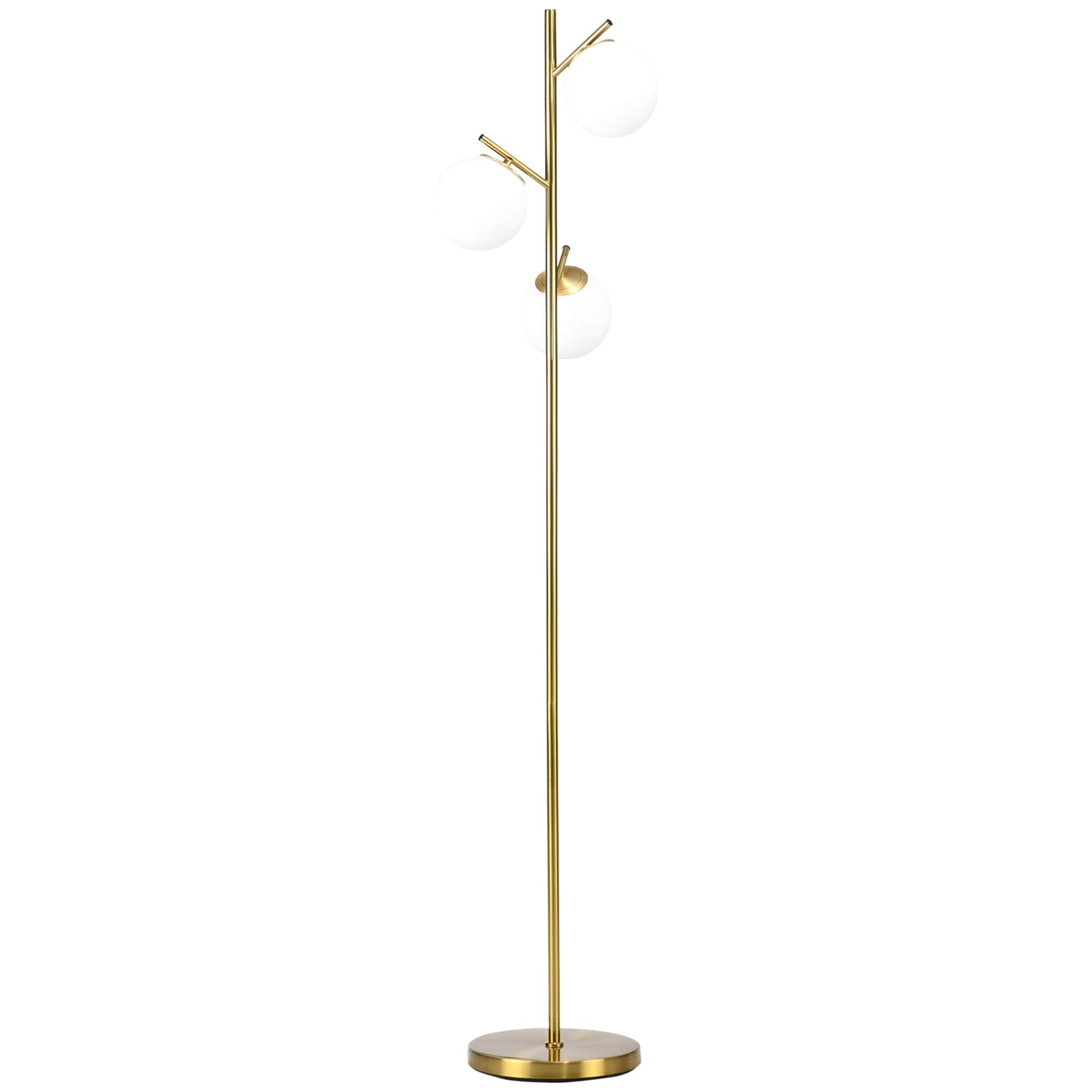3-Light Modern Floor Lamps for Living Room, Tree Standing Lamp for Bedroom with Globe Lampshade,Steel Base(Bulb not Included)