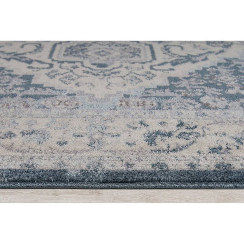 Blue Ivory Traditional Persian Area Rug Tapis Living Room