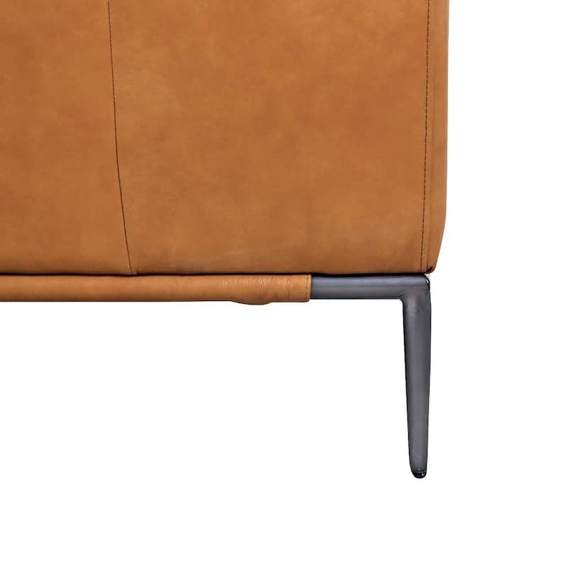 Pasargad Home Kimberly Top Grain Leather 3 Seater Brown Sofa, W88" - W88"xD32"xH34"