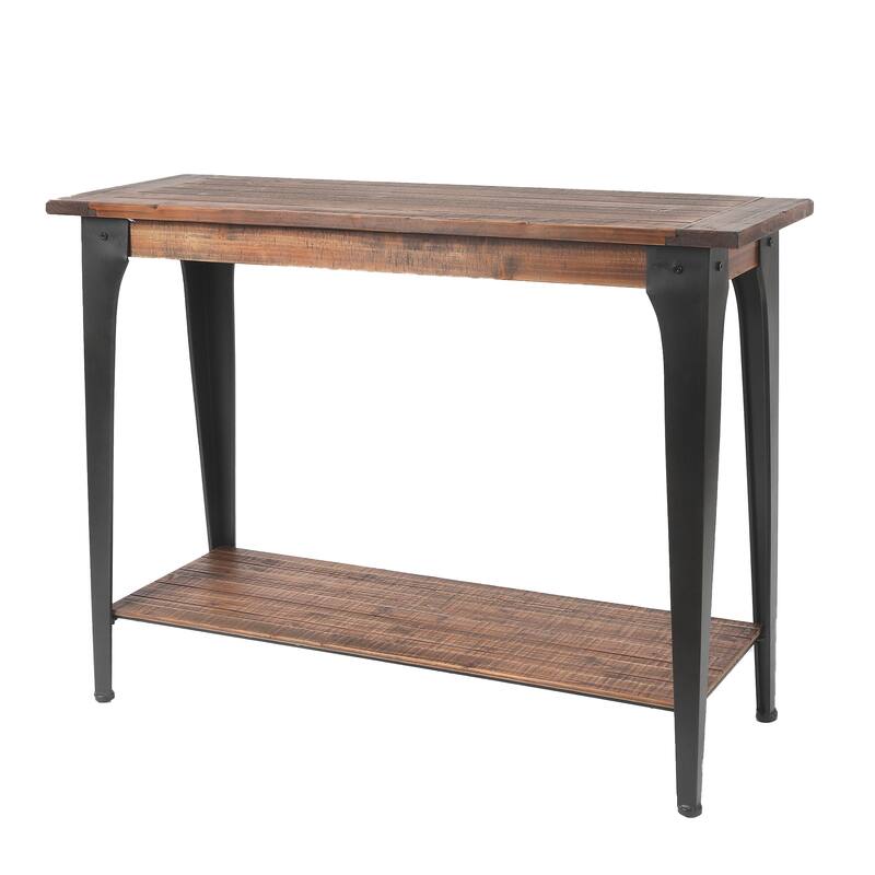 Dark Brown Wood and Black Metal 1-Shelf Console and Entry Table - 40" Wide