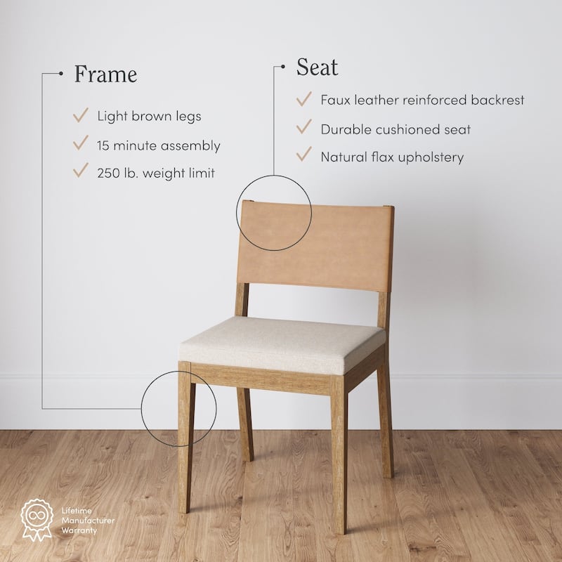 Linus Modern Upholstered Dining Chair, Solid Rubberwood Legs
