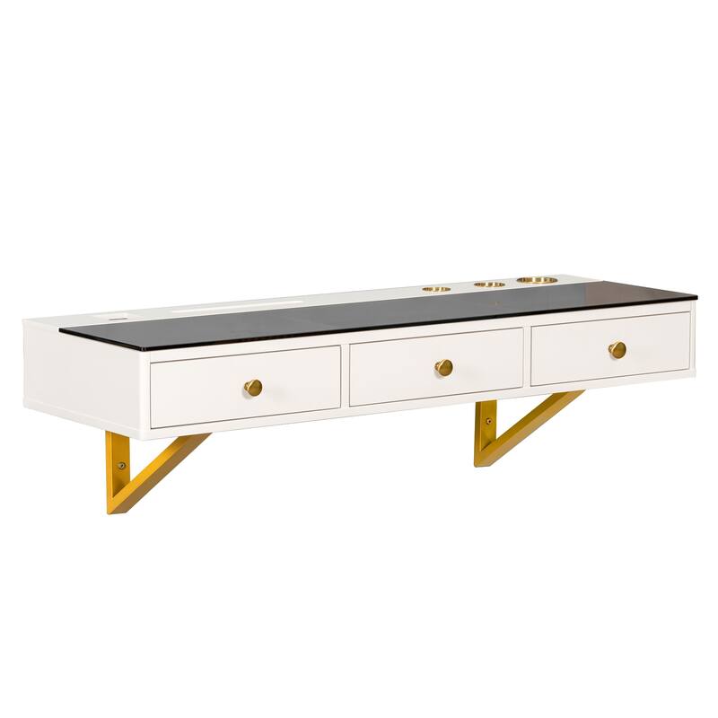 GO 47" Floating Shelf with Drawer, Multi-Purpose Wall-Mounted Vanity Table, Mounted Desk, Floating Table for Bedroom