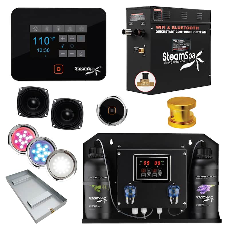 SteamSpa BKT450-ADP Black Series WiFi and Bluetooth 4.5KW Quickstart - Gold